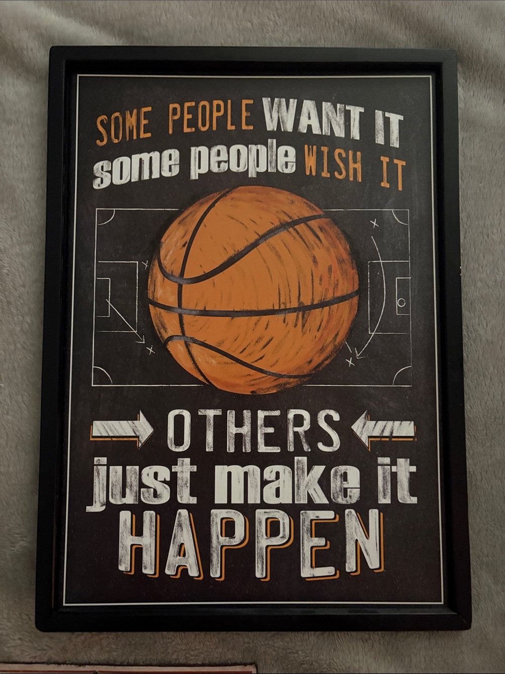 Open Road Brands Motivational Basketball Poster - Orange, White, Black